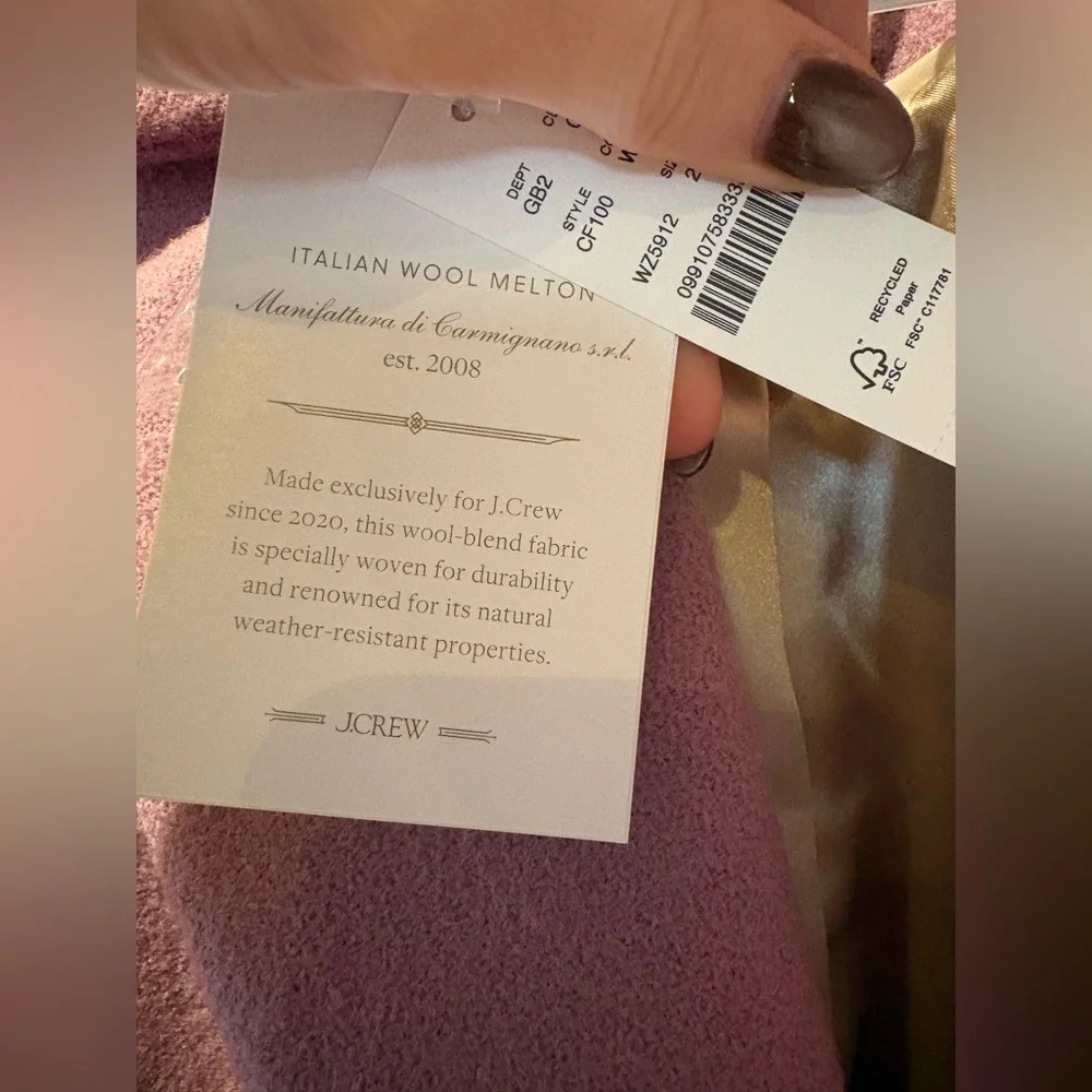 J. Crew Wilted Lavender Single-Breasted Wool Coat - Picture 4 of 5